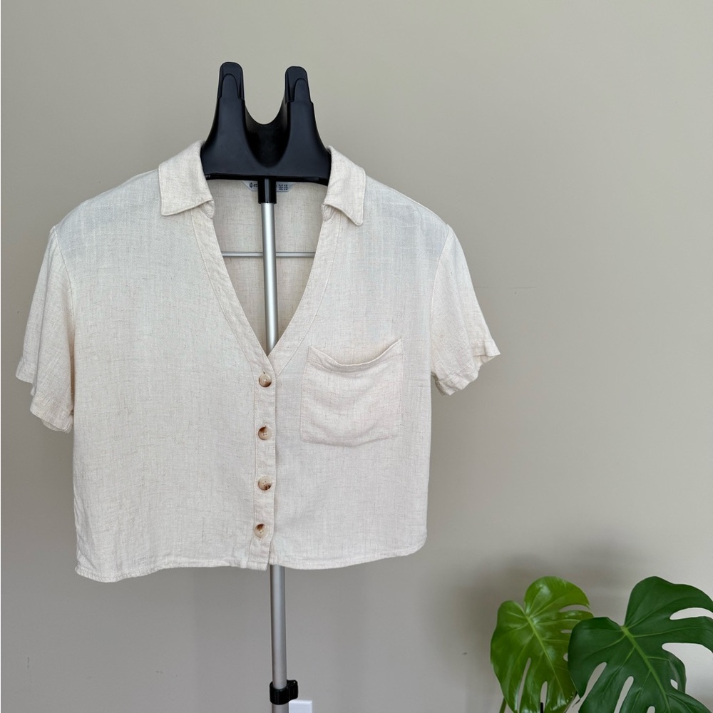 Women's Cream Button-Up Top